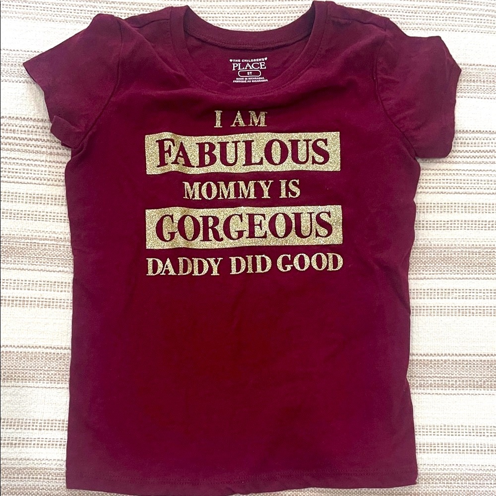 The Children's Place Maroon Tee with Gold Text